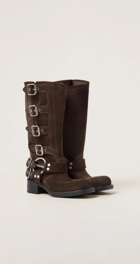 biker brown boots