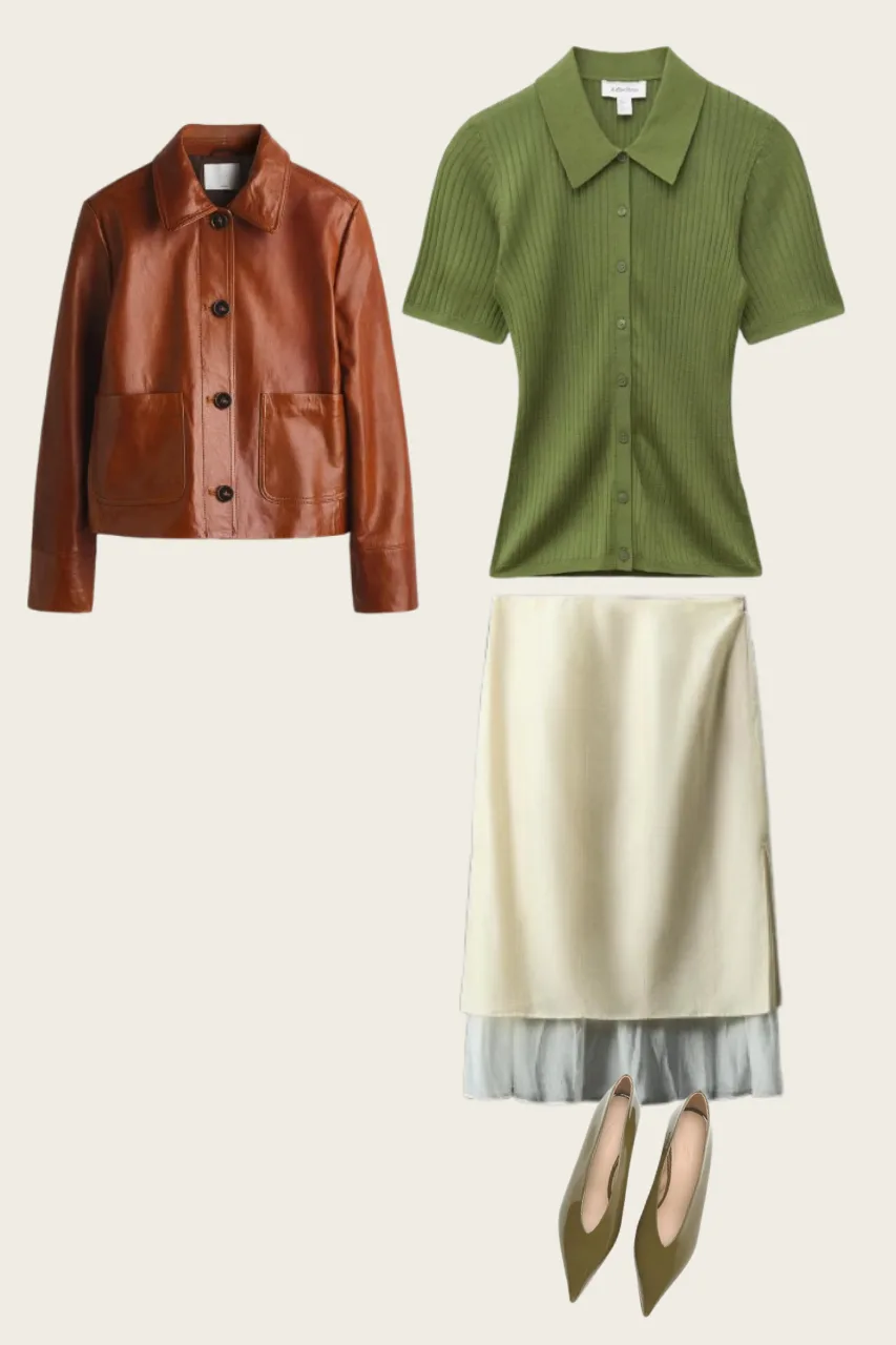feminine old money outfit with midi skirt