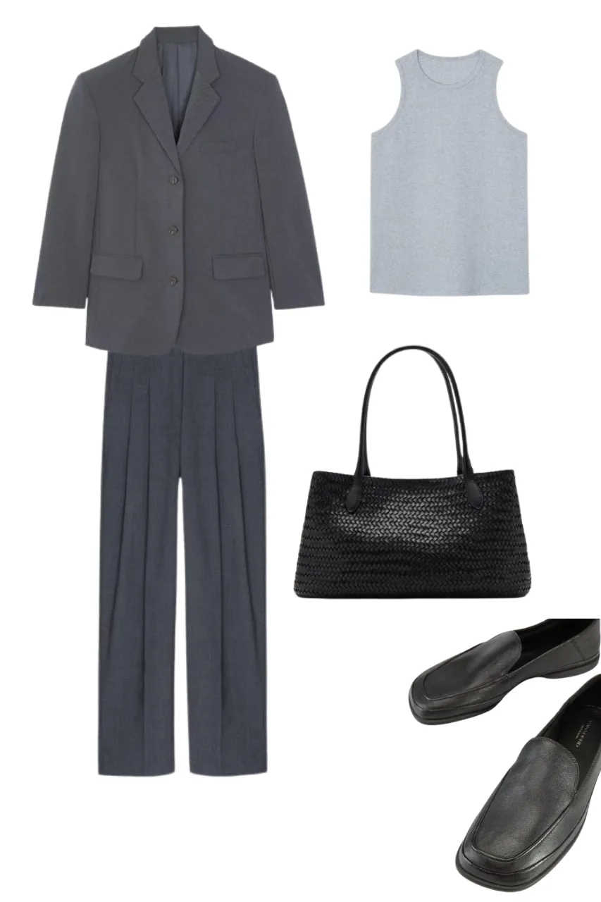 old money outfit with blazer trousers