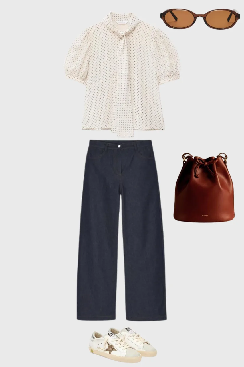 white sneakers outfit with jeans