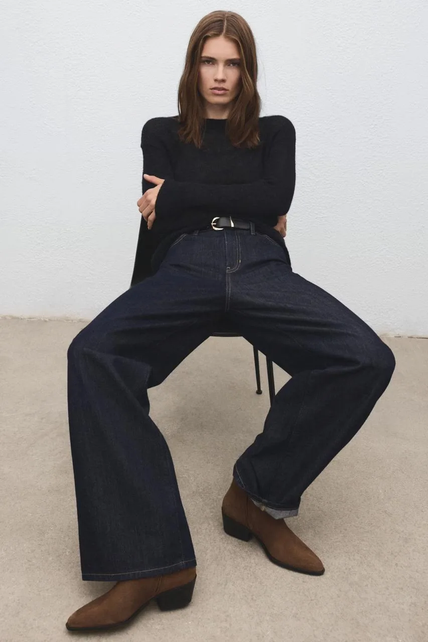 wide leg jeans with boots