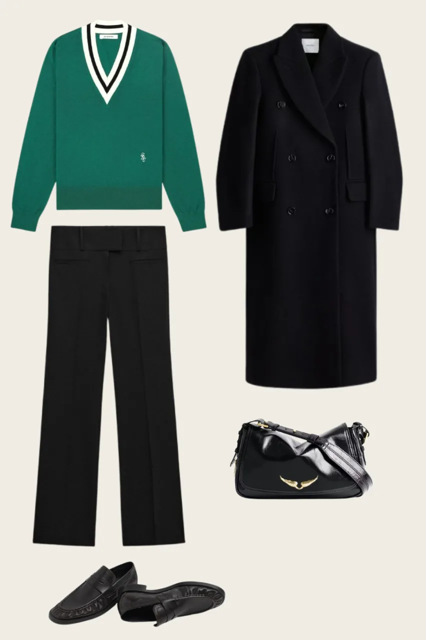 winter old money outfit with structured coat